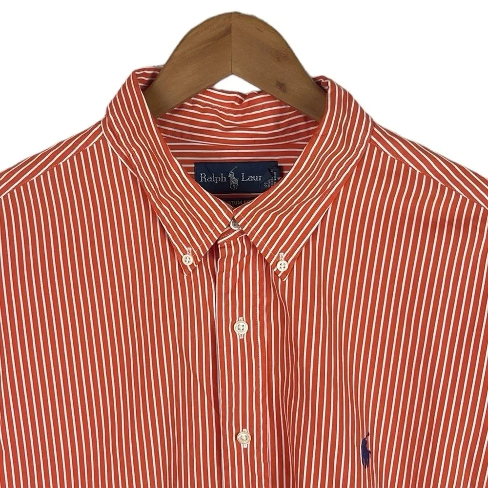 BF1233 Men’s Polo Ralph Lauren Designer Custom Fit Striped Button Down Shirt XXL